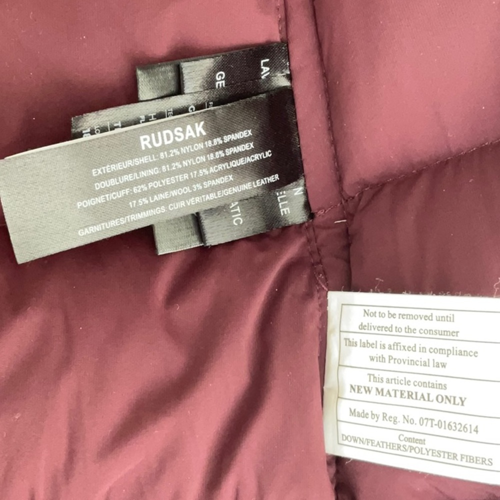 Rudsak Melodic Quilted Down Winter Coat / WITH OR WITHOUT FUR/ Burgundy / Medium - Picture 16 of 16